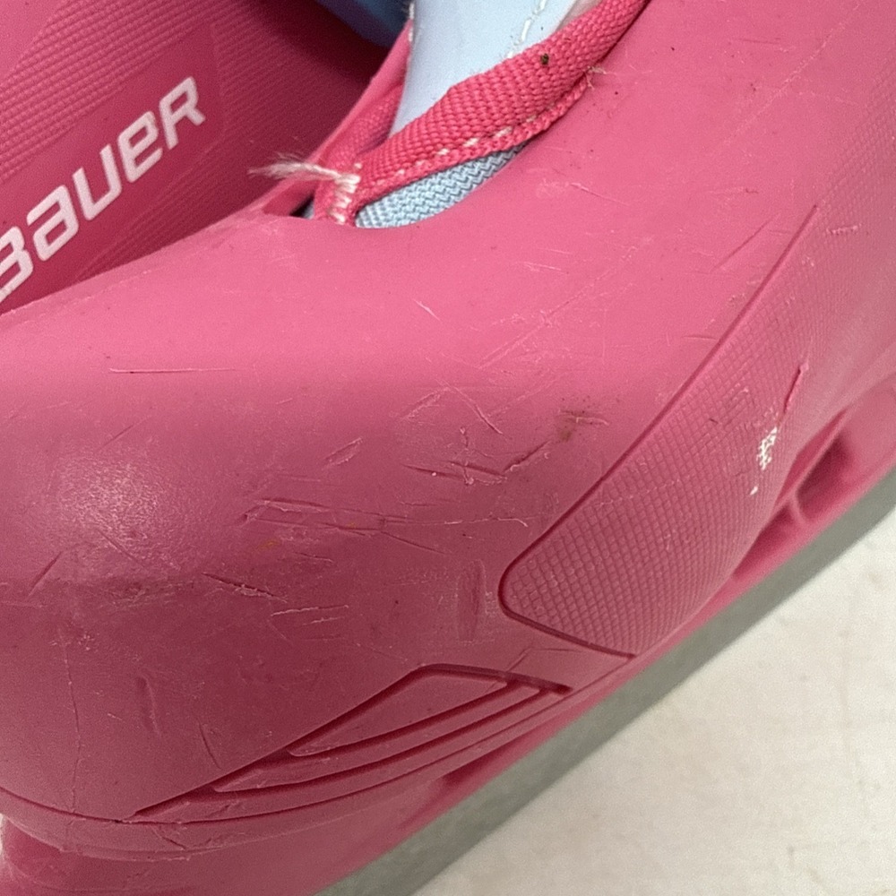 Bauer Lil Angel Pink Blue Youth Girls Ice Skates Size Y 8/9 Adjustable Buckle - Picture 3 of 9